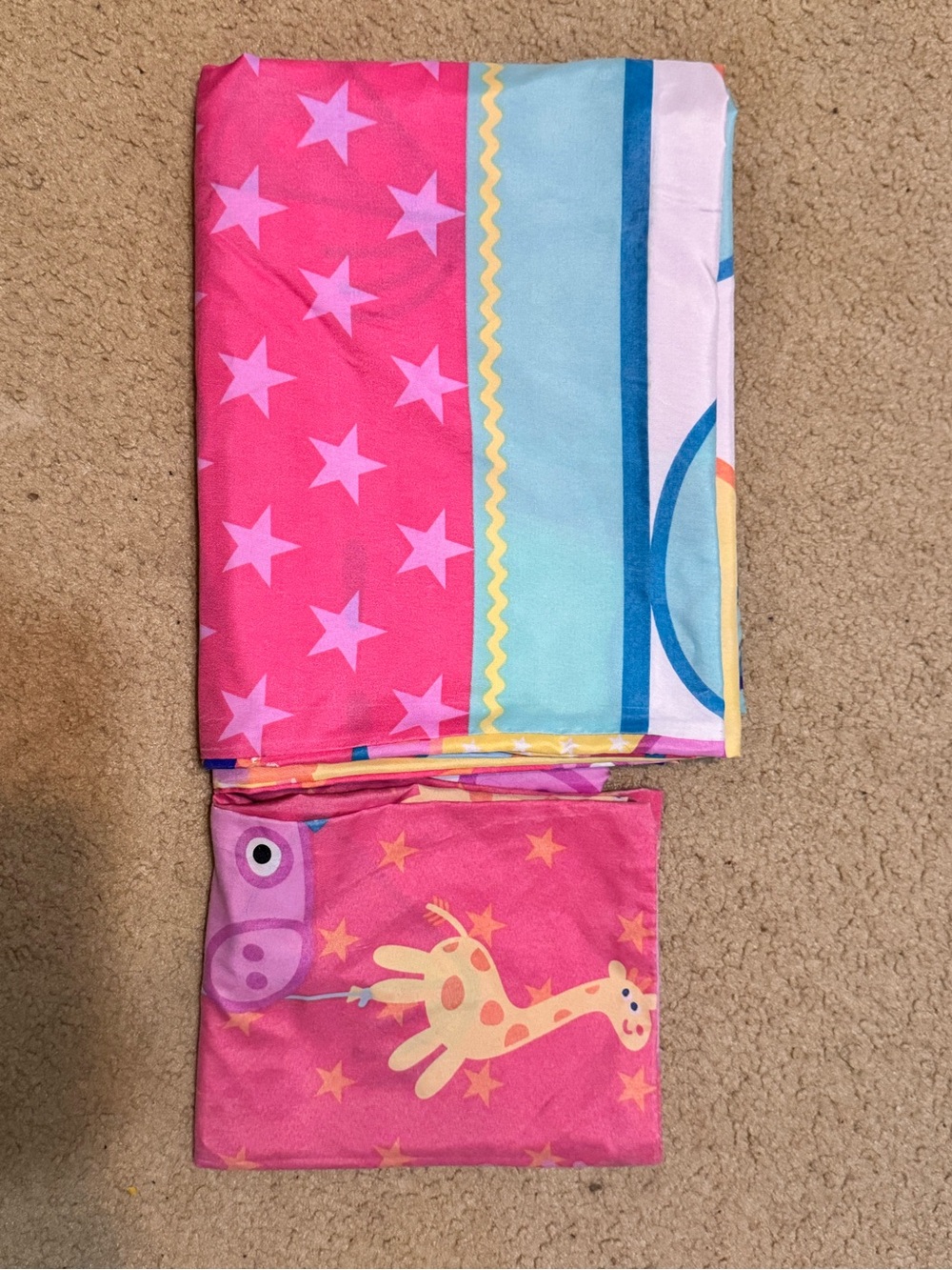 Peppa Pig Pink and Light Blue Kids Duvet Cover Set